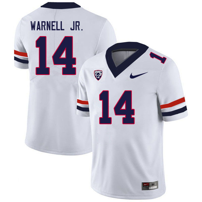 Men #14 DJ Warnell Jr. Arizona Wildcats College Football Jerseys Sale-White - Click Image to Close